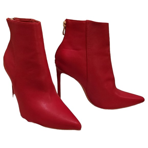 Elisabet Lang Red Stiletto Ankle Boots - Picture 3 of 9